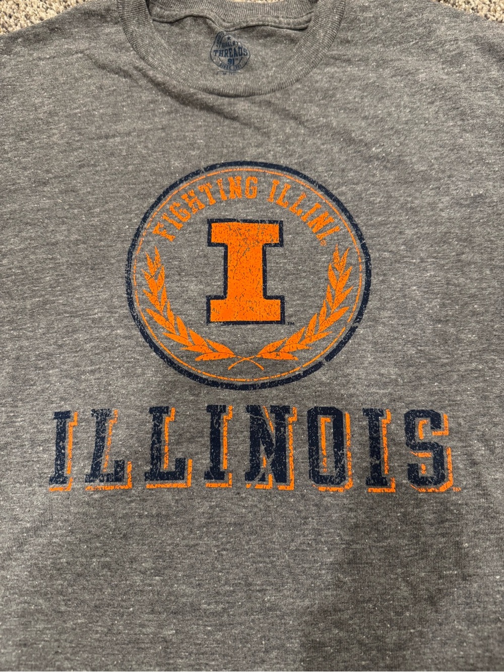 University of Illinois Grey 'Fighting Illini' Logo Tee